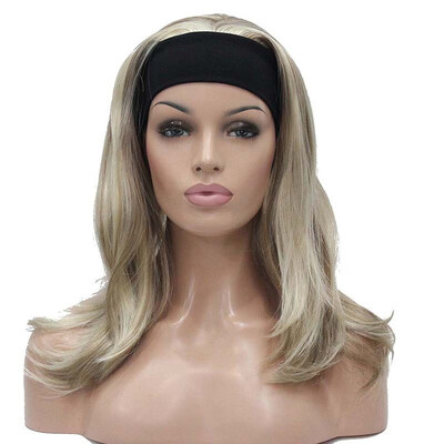 

StrongBeauty Medium Blonde Highlights Natural Slight Waves Heat Ok Synthetic HEADBAND Wig COLOUR CHOICES