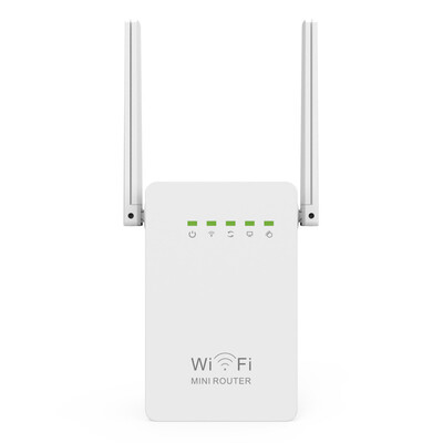 

300Mbps Mini Router WiFi Repeater Network Range Extender Booster N300 Wi-Fi Single Increase Dual External Antennas EUUSUK Plug