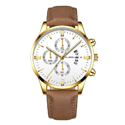 

CUENA Men Fashion Leather Band Quartz Watch Simple Calendar Business Watches Casual Big Dial Wrist Watch