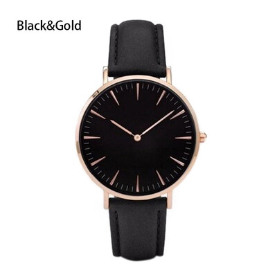 

Women Men Cluse Brand Simple Quartz Analog Watch Gold Leather Band Wrist Watches