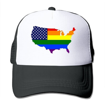 

Rainbow Map Trucker Adjustable Flexfit Custom Hats Caps Mesh Black