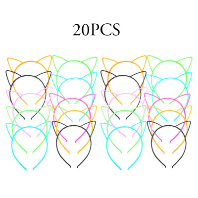 

20pcs Assorted Colors Cat Ears Headbands Plastic Hairbands Hair Hoop Cute Hair Accessories Headwear for Women Girls Random Color