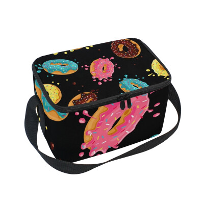 

ALAZA Lunch Box Insulated Lunch Bag Large Cooler Donuts With Pink Chocolate Tote Bag