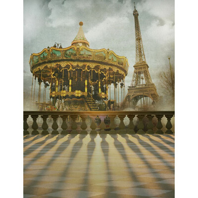 

Golden Eiffel Photo Backdrop 57FT Vinyl Fabric Cloth Digital Printing Photo Background s-2415