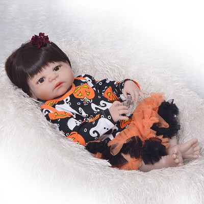 

Lifelike 23 Inch Reborn Dolls 57 cm Full Silicone Realistic Newborn Girl Baby Doll Toy For Kids Christmas Gift Black Skin