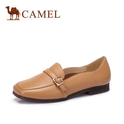 

Camel CAMEL ladies simple British buckle square head low heel shoes A915046197 apricot color 37