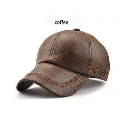

Yang Guan autumn winter PU leather hat new outdoor leisure baseball cap