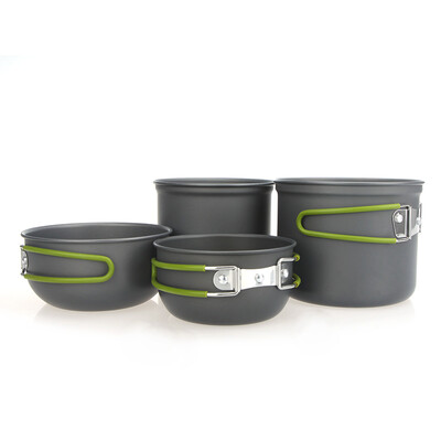 

Portable Outdoor Cooking Set Anodised Aluminum Non-stick Pot Bowl Cookware Camping Picnic Hiking Utensils