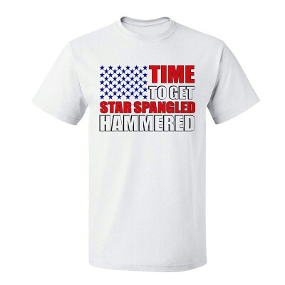 

Fourth of July "Time to get Star Spangled Hammered" Graphic Design T-Shirt