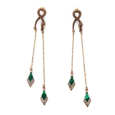 

NeillieN retro snake with diamonds fringed ladies earrings long geometric earrings Europe&the United States hope to burst jewe