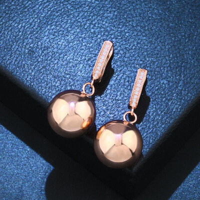 

Zircon 585 Gold Earrings Balls Copper Rose Gold Wedding Large Earrings Trendy Fashion Statement Jewelry