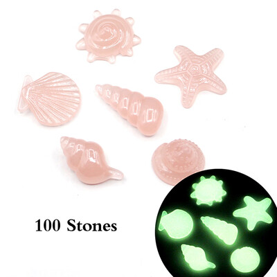 

100pcsBag DIY Home Decor Luminous Pebbles Sea Conch Shell Starfish Glow in Dark Colorful Rocks Stone for Aquarium Fish Tank