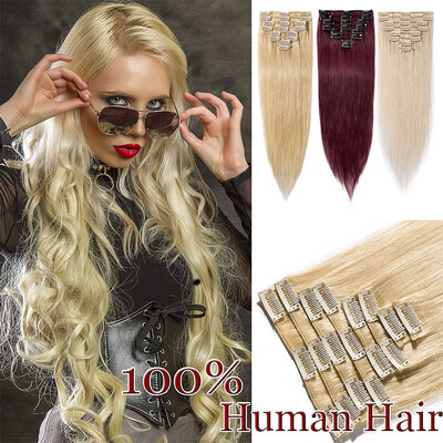 

Clip in 100 Real Human Hair Extensions Full Head Hair Extensions Remy Human Hair Silky Straight 8 Pieces