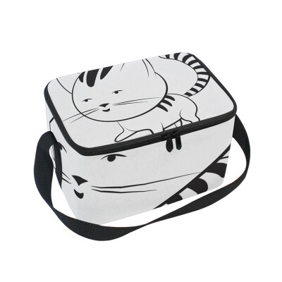 

ALAZA Lunch Box Insulated Lunch Bag Large Cooler Funny Little Striped Kitten Tote Bag