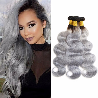 

Nami Hair Ombre Color T1BGrey Brazilian Hair Body Wave 3 Bundles Deals Dark Roots T1BGray Remy Human Hair Weaves