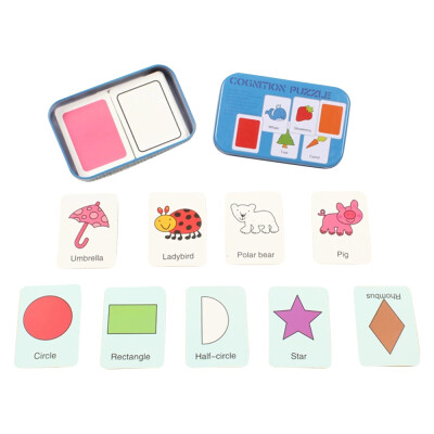 

Flash Card Jigsaw Puzzle with Storage Box Shape Animal Fruit Alphabet Cognition Intelligence Early Educational Toy for Infant Todd