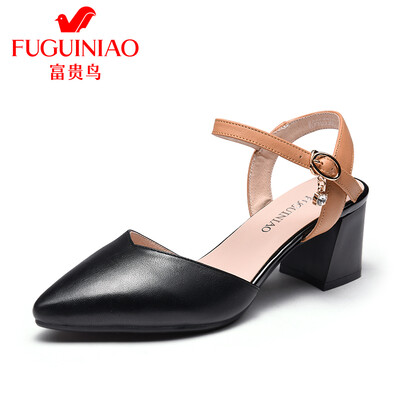 

Fugui bird FUGUINIAO single shoes ladies fashion wild thick with buckle with pointed shallow mouth K99D536C black 39