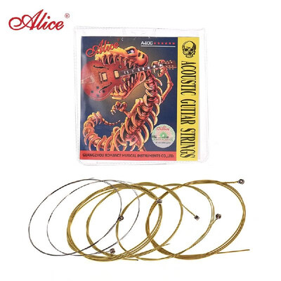 

Alice A406 Series Acoustic Folk Guitar Strings Set Stainless Steel Wire Steel Core Coated Copper Alloy Wound 6pcs Set Light01