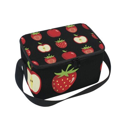 

ALAZA Strawberry And Apples Lunch Box Insulated Lunch Bag Large Cooler Tote Bagfor Men Women