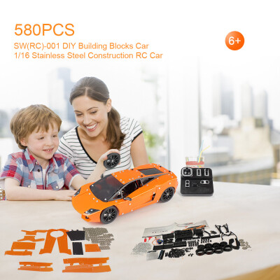 

SWRC-001 580Pcs DIY Building Blocks Car 116 24G Stainless Steel Construction RC Car