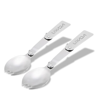 

Lixada Pack of 2 Outdoor Foldable Stainless Steel Spork for Camping Hiking Cooking Picnic Tableware