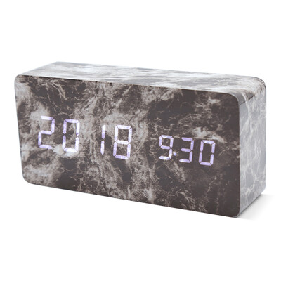 

LED Dual Screen Sound Control Wooden Alarm Clock