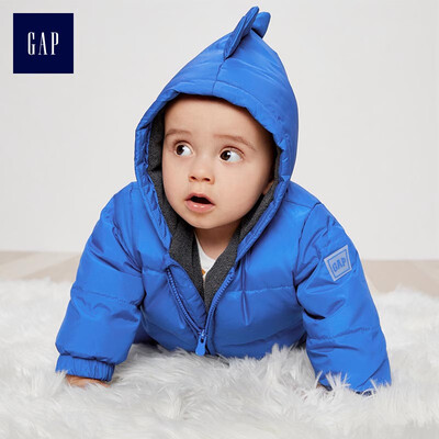 

GAP flagship store baby warm hooded piece down jacket baby onesies baby boy baby girl blue 12-18M
