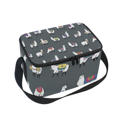 

ALAZA Lama Animal Lunch Box Insulated Lunch Bag Large Cooler Tote Bagfor Kids Men Women