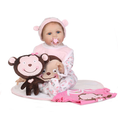 

Reborn Baby Doll 22 inch Cloth Body Lifelike Toddler Doll Play House Toy Gift With Ladybug Cloths Toy