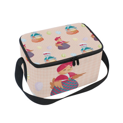 

ALAZA Lunch Box Insulated Lunch Bag Large Cooler Hen And Easter Eggs Tote Bag