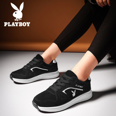 

Playboy PLAYBOY casual shoes flat with thick bottom breathable comfortable sports running strap 1268 black 35