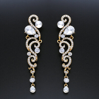 

"8 Colors Luxury Crystal Wedding Earrings for Bridesmaid Silver Long Earrings for Women Bridal Fashion Jewelry "