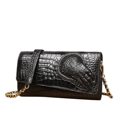 

SUWERER 2019 New cowhide women genuine leather bags Embossed Crocodile pattern Fashion clhtch bag women leather shoulder bag