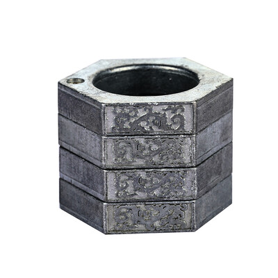 

Man Stylish Defensive Hexagon Round Ring with Four Layer Design