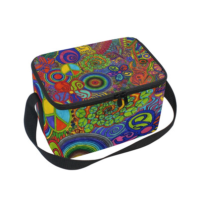 

ALAZA Insulated Lunch Box Retro Style Lunch Bag for Men Women Portable Tote Bag Cooler Bag