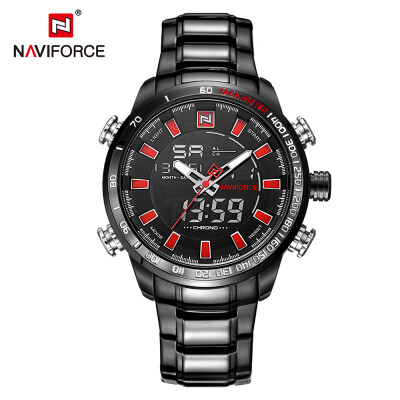 

NAVIFORCE Luxury Dual Display Digital Quartz Men Watch Stainless Steel Luminous Sports Watch Chronograph Water-Proof Man Clock G