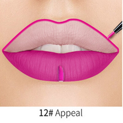 

Fashion Women 20 Colors 2 In 1 Lip Gloss&Lip Liner Matte Liquid Lipstick