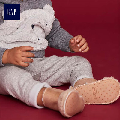 

GAP flagship store childrens clothing baby plus velvet knit pants Wei pants 400006 bright linen gray 3-6M