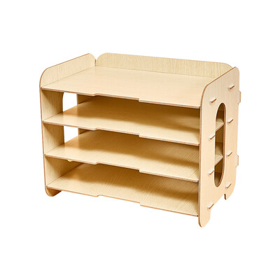 

Creative Desktop File Organizer Wood Document Holder Letter Tray 4 Layers for Office School Home Use