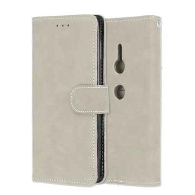 

MOONCASE Sony Xperia XZ2 Vintage Scrub 3 Card Leather Case - Grey