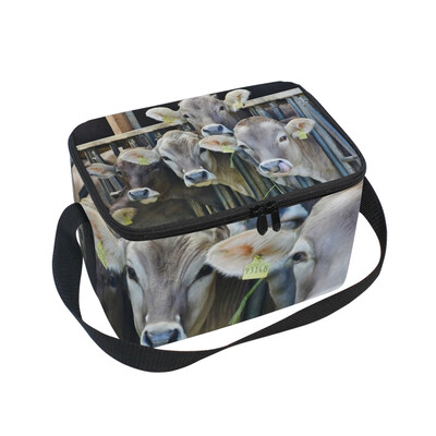 

ALAZA Lunch Box Insulated Farm Animal Food Cow Lunch Bag Large Cooler Tote Bagfor Men Women