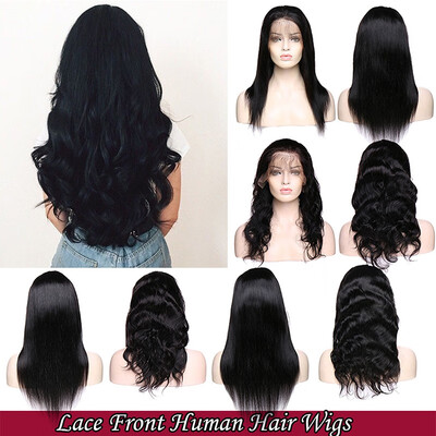 

14-18 Lace Front Human hair wigs Water Wave Straight Virgin Human Hair Wigs with Hair Wigs for women