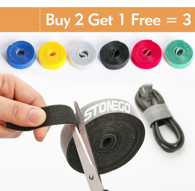 

STONEGO Velcro Tape Fastening Cable Tie Self Adhesive Double-sided Tape Roll Hook&Loop Nylon Strap for Organization Management