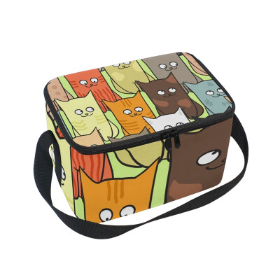 

Lunch Box Insulated Lunch Bag Large Cooler Cute Smile Cats Tote Bagfor Kids Men Women