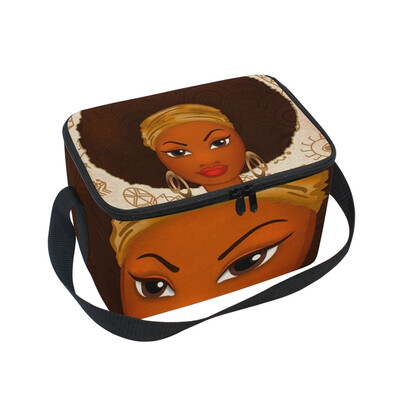 

ALAZA Insulated Lunch Box Portrait Of Young Black Woman Lunch Bag for Men Women Portable Tote Bag Cooler Bag