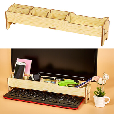 

Desktop Multifunctional Monitor Riser Stand with Storage Slolts for Stationeries Keyboard Office School Home Supplies