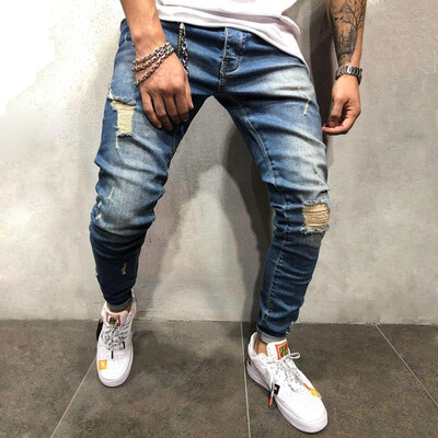 

2018 New Mens Jeans Casual Mens Hip Hop Street Style Design Long Jeans Hollow Jeans Sports Jeans