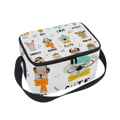 

ALAZA Lunch Box Insulated Lunch Bag Large Cooler Cute Kids Animals Cartoon Tote Bag