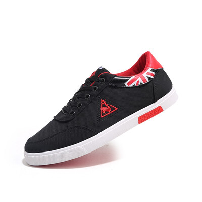 

Mens low-top canvas shoes Korean fashion breathable sneakers laced flat-soled casual shoes