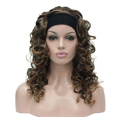 

StrongBeauty Strawberry Blonde mix Blonde Tip 34 wig with Headband Synthetic Curly Long Womens wig